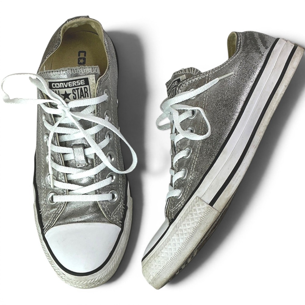 Converse Silver All Star Sneaker Womens 6.5 Metallic Low Top 153180F